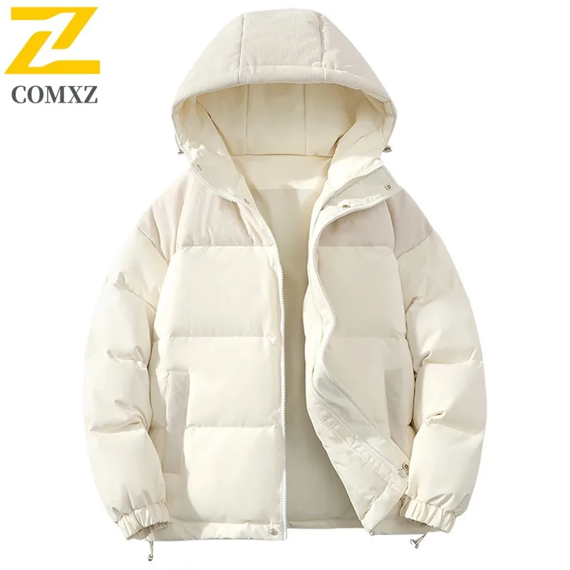سترة COMXZ للمغامرة الخارجية للرجال، معطف فاخر بغطاء للرأس متعدد الوظائف بلون سادة، معاطف شتوية مريحة وخفيفة الوزن #5