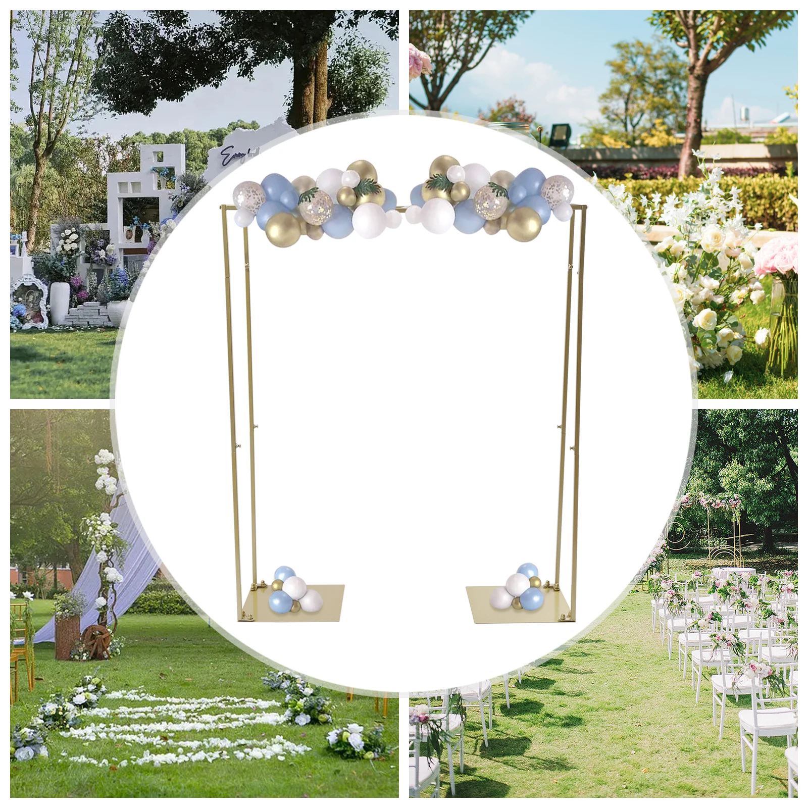 

Wedding Arch Stand with Durable Steel Tubes and Gold Exterior, Ideal for Wedding Decorations with High Load-Bearing Capacity