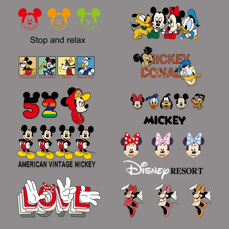 Disney Mickey Minnie Mouse Goofy łatki odzież termiczne naklejki transferowe żelazko na T-Shirt naszywki na ubrania dla dzieci Kawaii niestandardowe