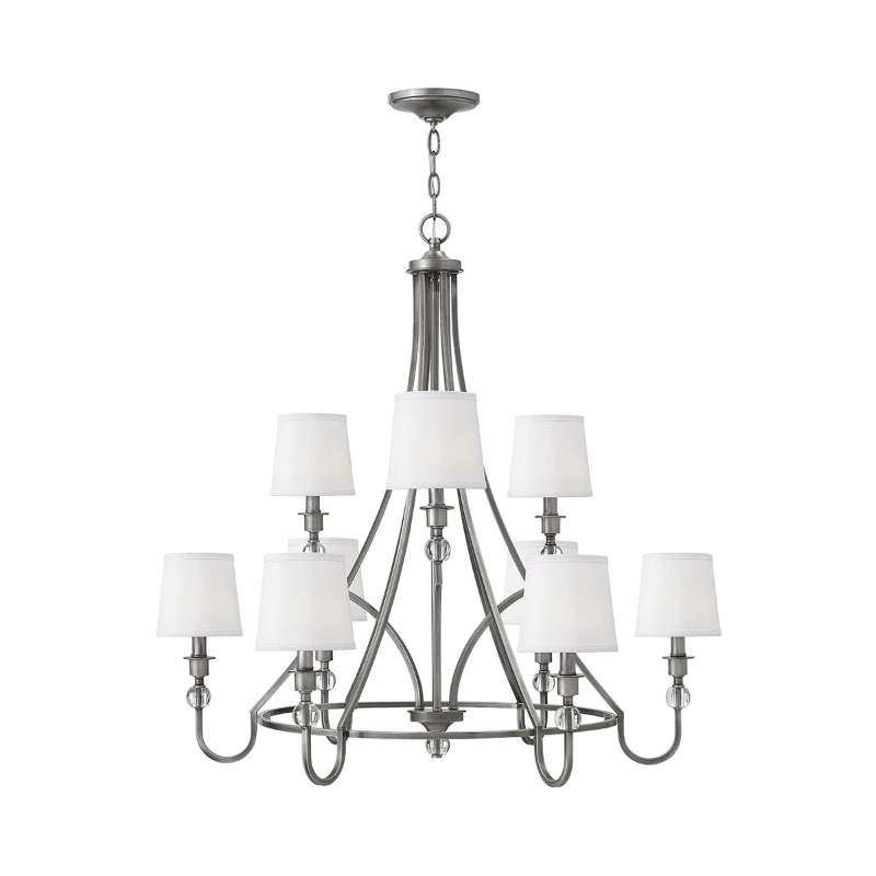 New York Downtown Park imported Morgan textured streamlined American style frosted silver nine lamp cap chandelier