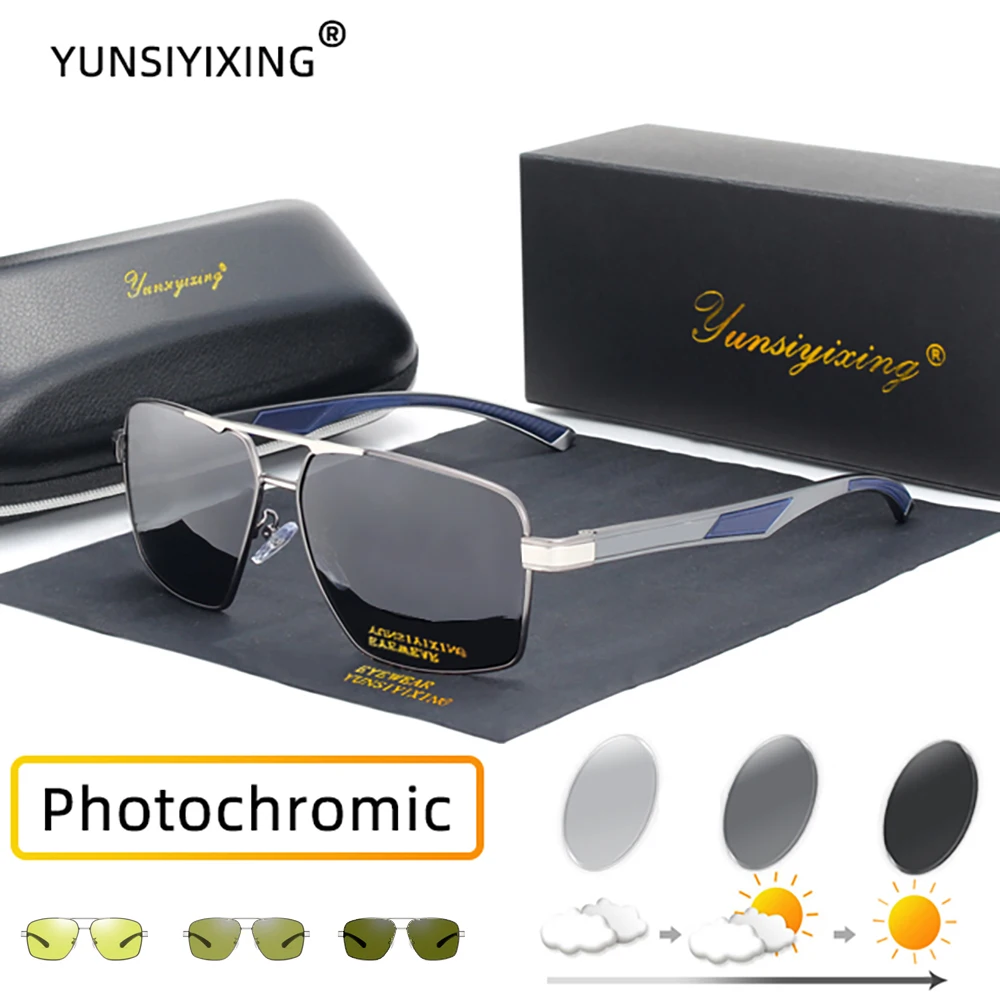 

Aluminum Men's Sunglasses Polarized Photochromic Lens Brand Design Sun Glasses Women Coating Mirror Glasses Driving Eyewear 2023