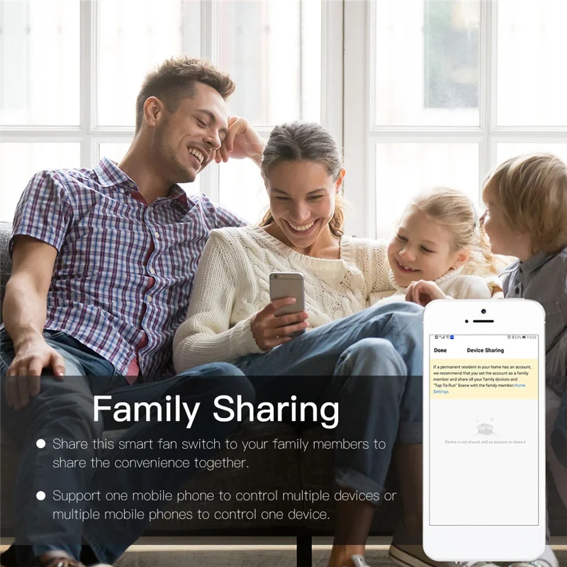 

Умный переключатель потолочного вентилятора ABYN-Wifi Smart Life/Tuya App Control Беспроводной пульт дистанционного управления Бесступенчатая скорость переключателя вентилятора Версия для США