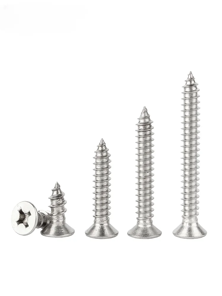 

304 stainless steel self-tapping screws, Phillips countersunk screws, flat head self-tapping extended wood screws, M3M4