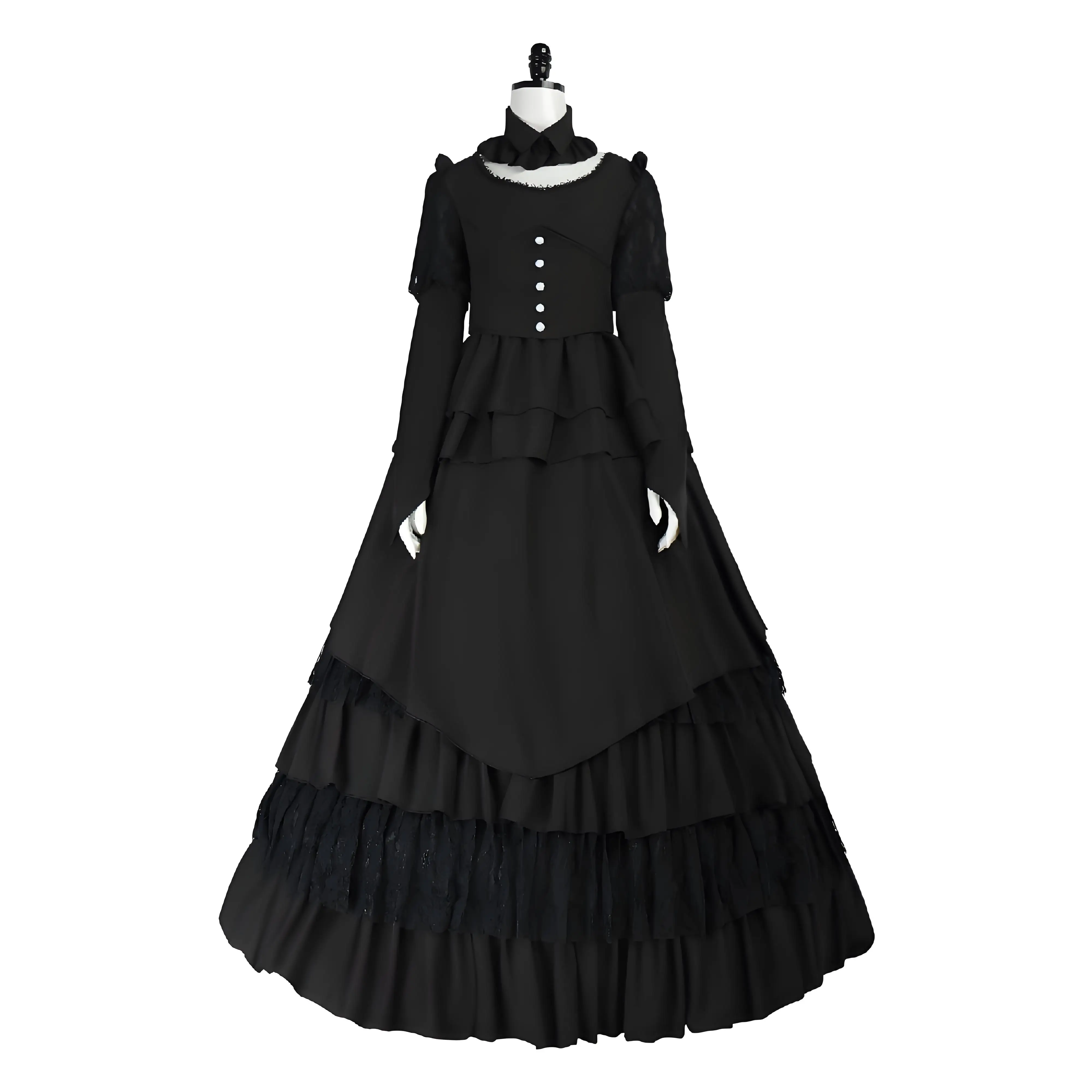 

Women Medieval Gothic Black Dress Medieval Witch Ball Gown Cosplay Costume Halloween Evening Party Outfits Plus Size