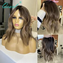 Qearl Cabelo-Natural Wave Peruca De Cabelo Humano, HD Invisible Transparente Lace Frontal Perucas, Marrom, Mel Luz, Loiro, à Venda, 13x4