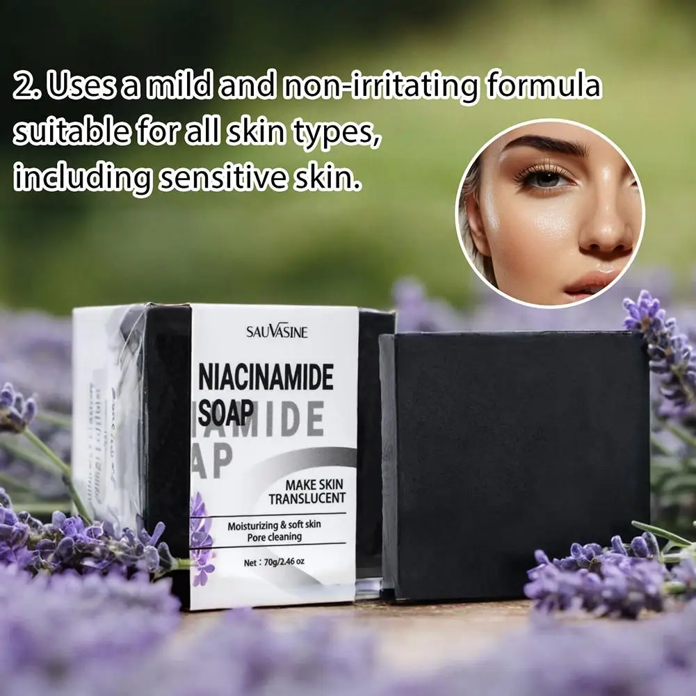 Niacinamide Anti Acne Sabonete para cuidados com a pele e reparo da pele, Pó hidratante, Carvão de bambu, Barra branqueadora, U9i0