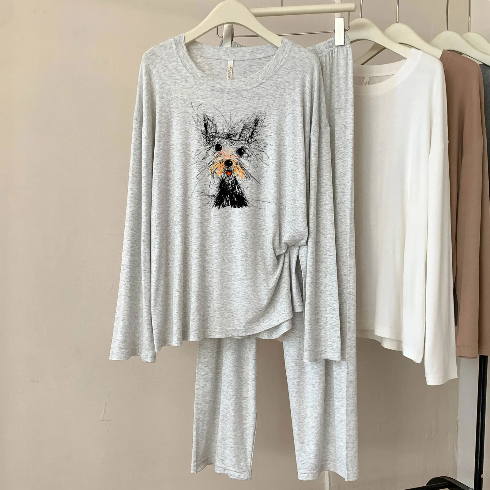 

A99 модальные пижамы женские весенне-осенние новые повседневные дышащие комплекты домашней одежды в клетку с круглым вырезом и длинными рукавами