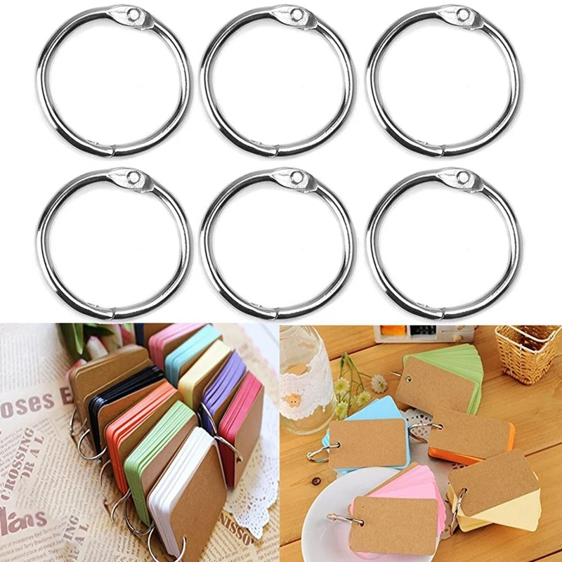 A56G-60 PCS Loose Leaf Binder Rings 1-Inch Office Book Rings, Nickel Plated Steel Binder Rings, Key Rings, Metal Book Rings