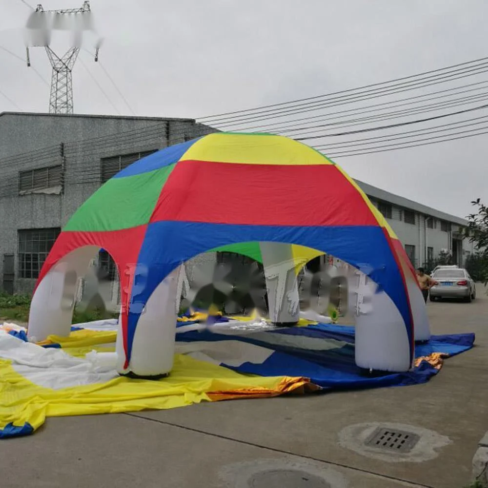 wholesale 8m airblow rainbow color giant inflatable spider dome tent with 6 beams,large outdoor lawn marquee for event