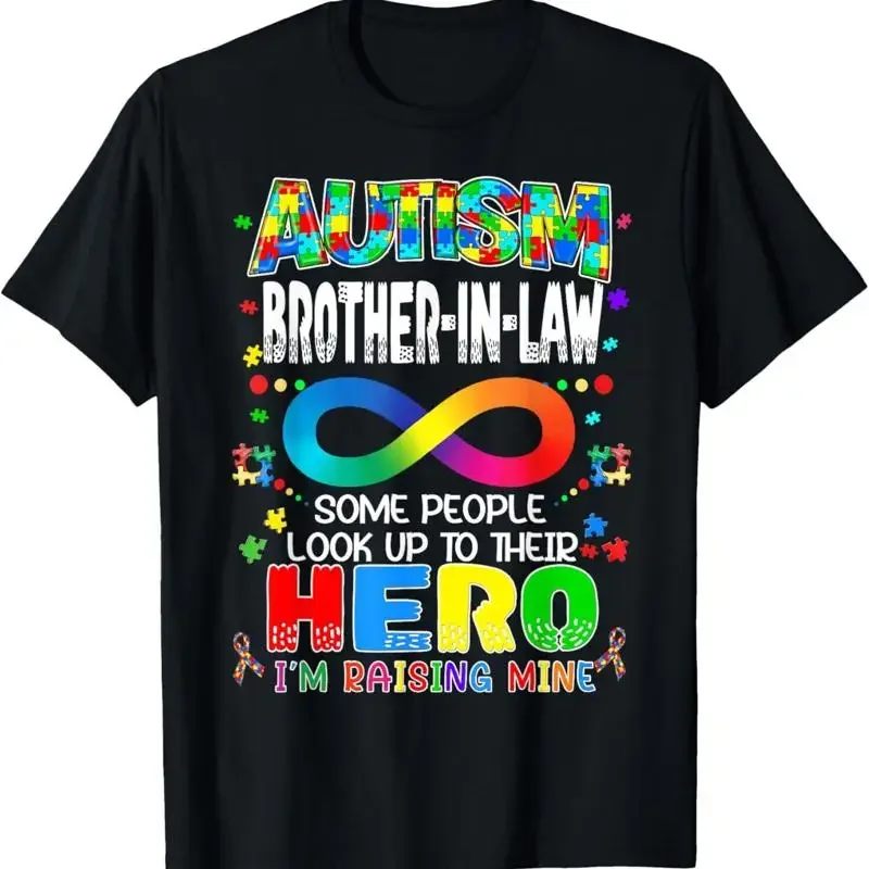 Autism Brother In Law Raising Hero Groovy Awareness T Shirt