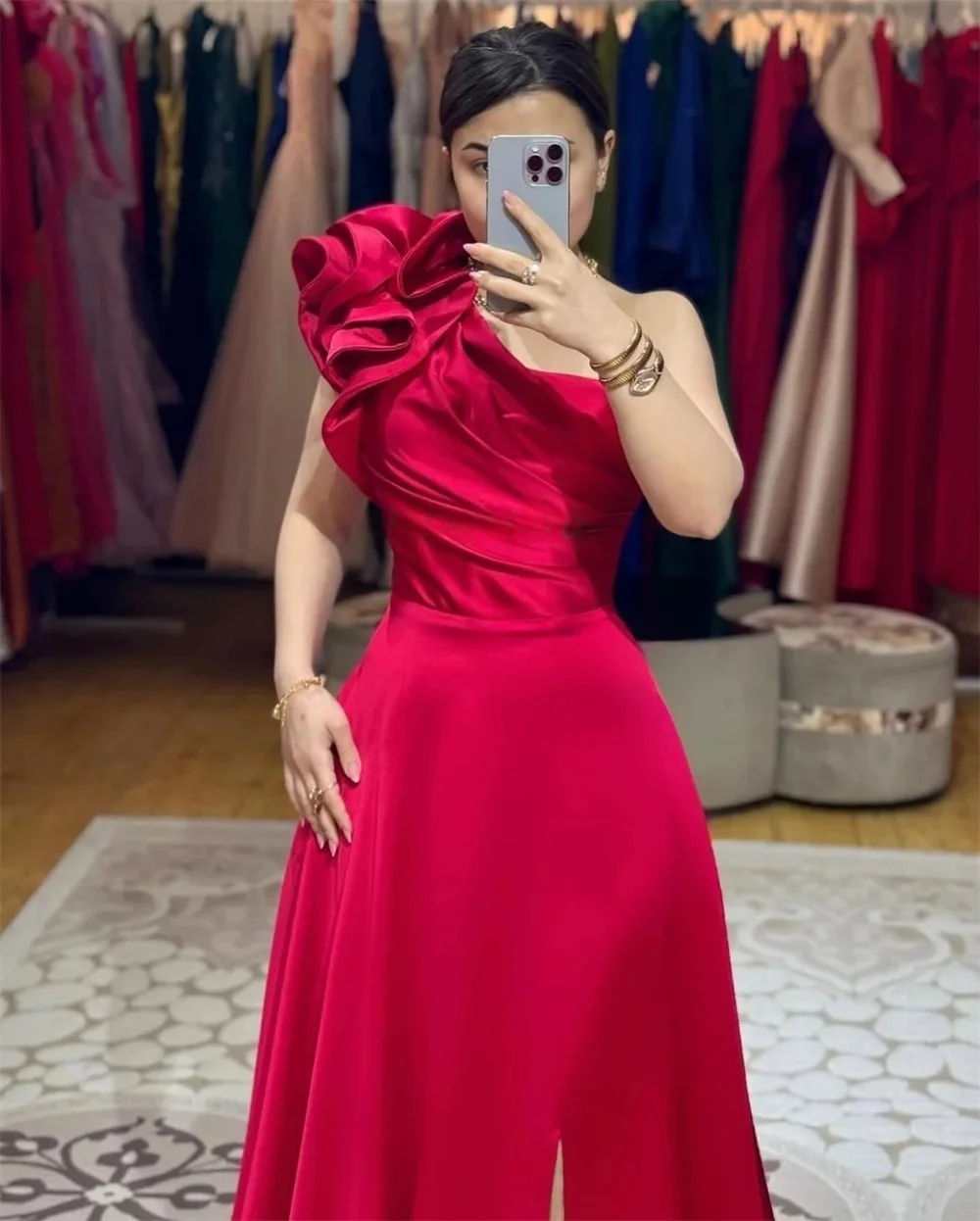 

Red Slit Women Long Bespoke Occasion Gown Evening Dresses Pastrol Unisex Jersey Retro Dubai Saudi Arabic Prom Customized