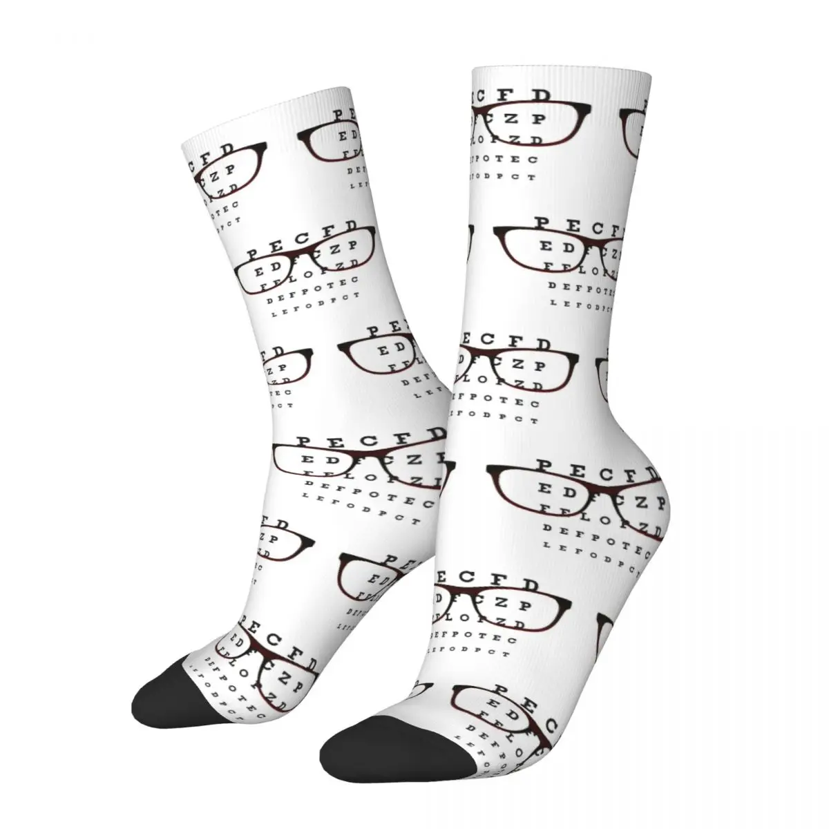 Autumn Winter Retro Unisex Funny Glasses With Eye Test Chart Socks Non-slip Basketball Socks