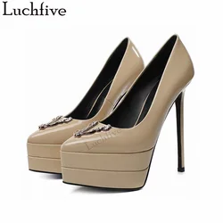 Summer Platform Super Thin High Heels Shoes Women Thick Sole Leather Pumps Fashion Week Rome Sandals Luxury Formal Bride Shoes