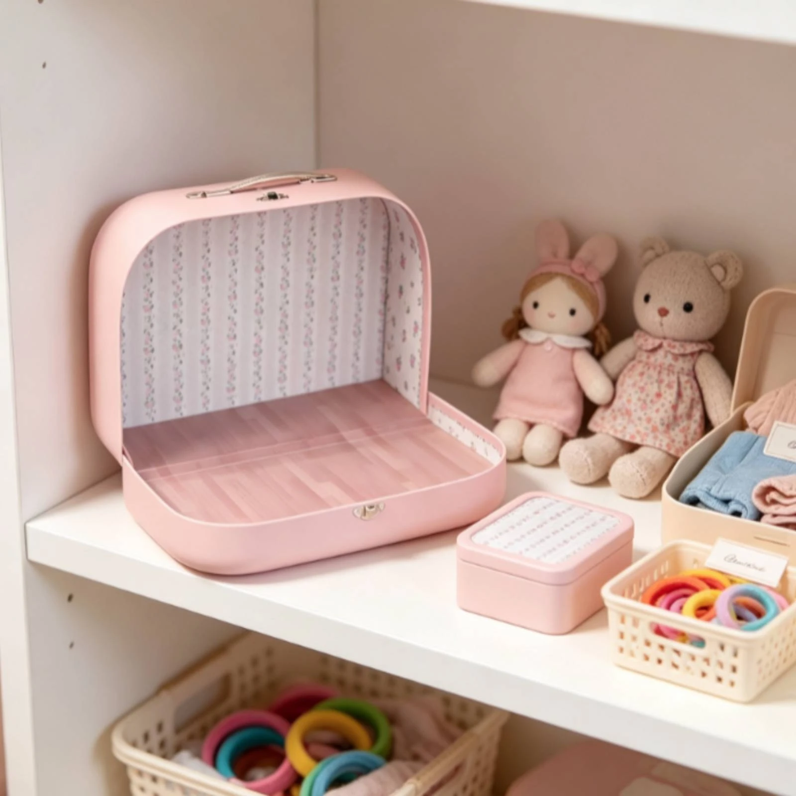 Suitcase Dollhouse Hard-Shell Mini Suitcase with Handle Dollhouse with Handle Compact Luggage Case Cute for Collectors