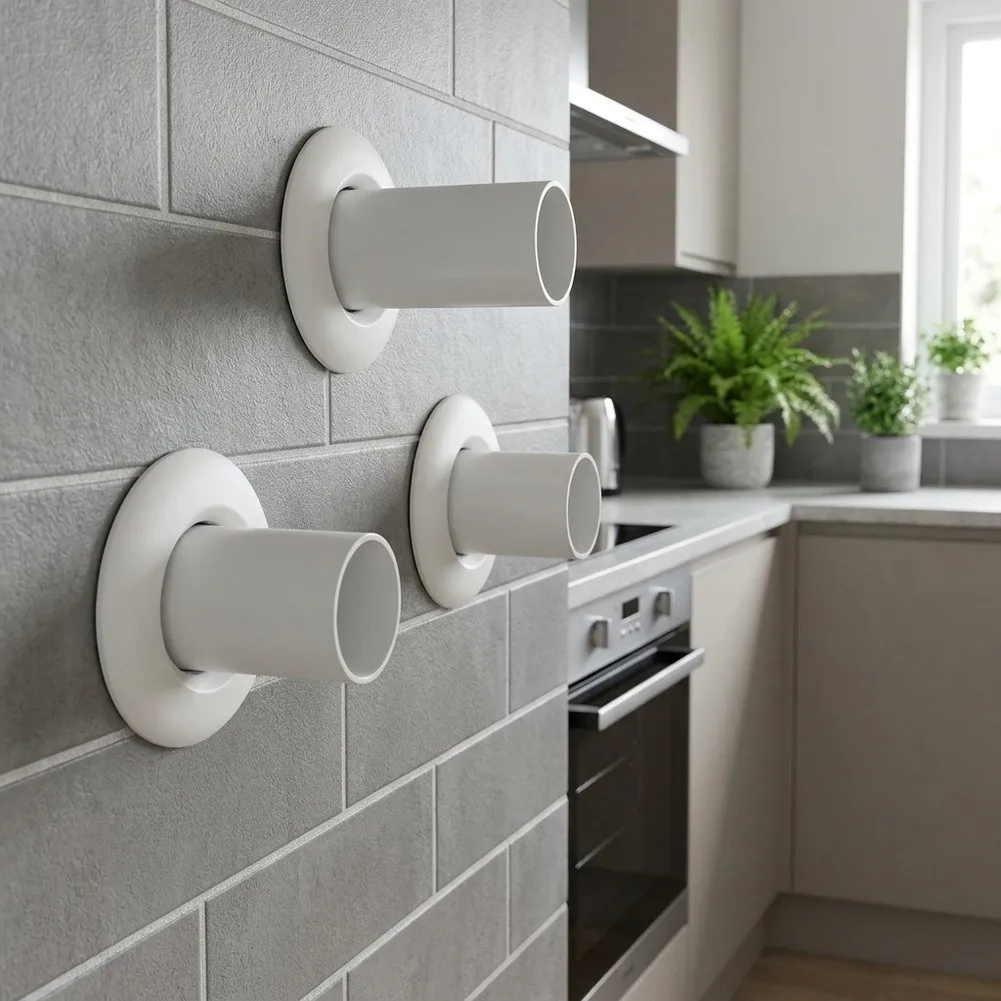 Wall Mounted Boiler Flue Cover for Exhaust Pipe with Windproof Design PVC Rubber Seal Ring 10cm White Grey 3pcs