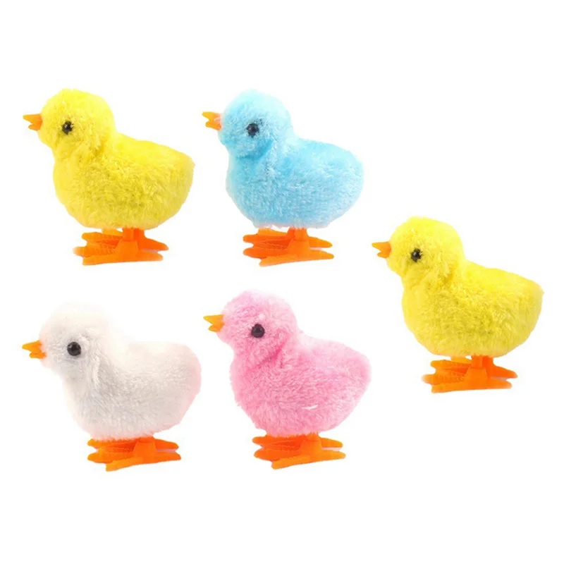 

5Pcs Easter Wind Up Chick Toys Novelty Jumping Chicken Gag Plush Baby Chicks Toys Favors Gift for Kids Girls