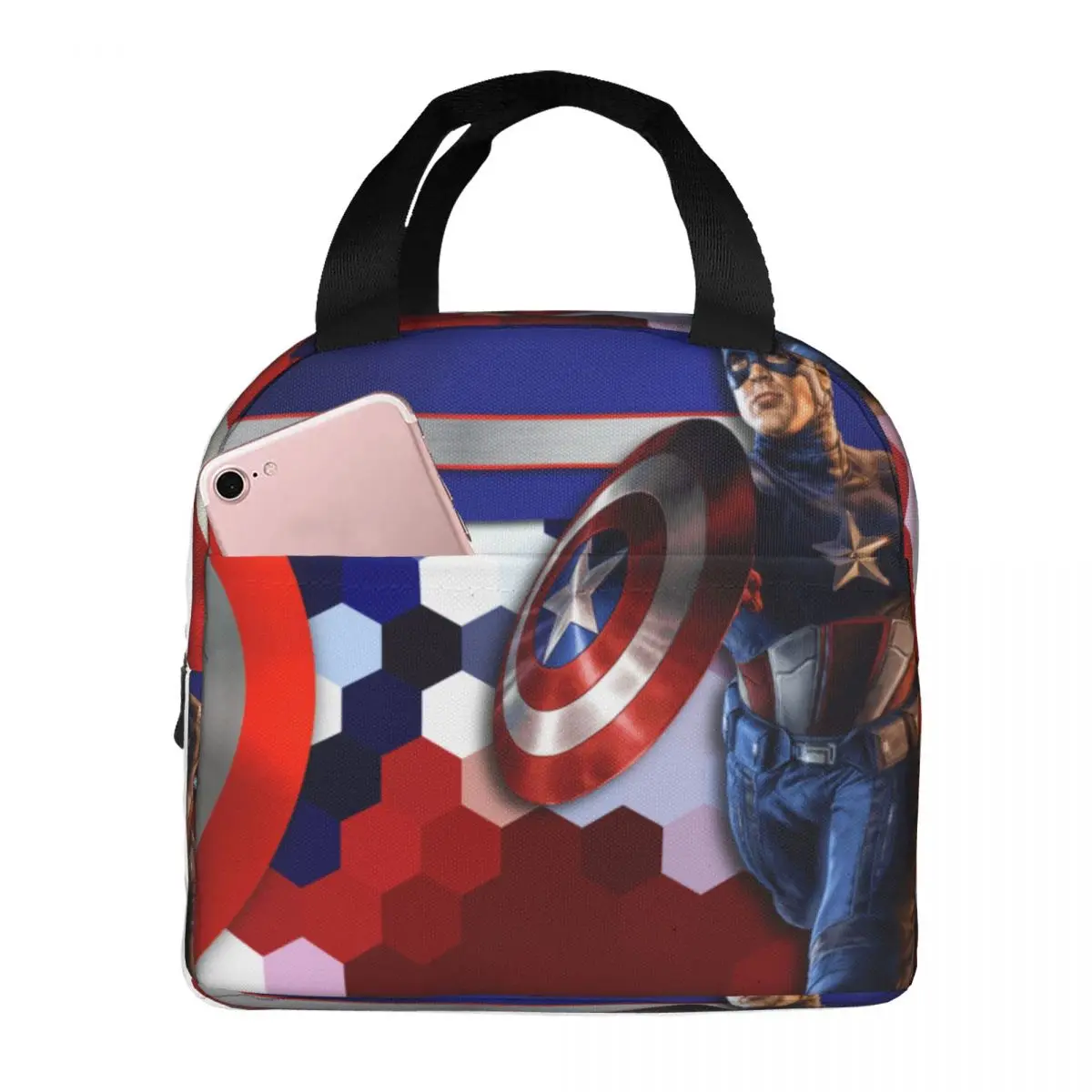 Weekend Picnic Hot Selling Marvel Tote Suitable Captain America Picnic Storage For Women Kid Lunch Boxes