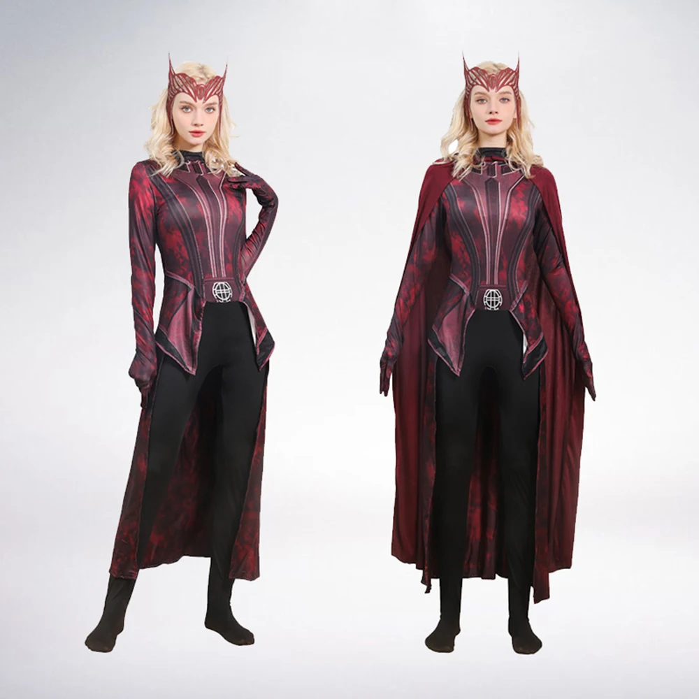 Disfraz de Bruja de Película, Capa Escarlata para Cosplay, Medias Escarlata de Wanda, Traje para Exposición de Cómics, para Adultos y Niños