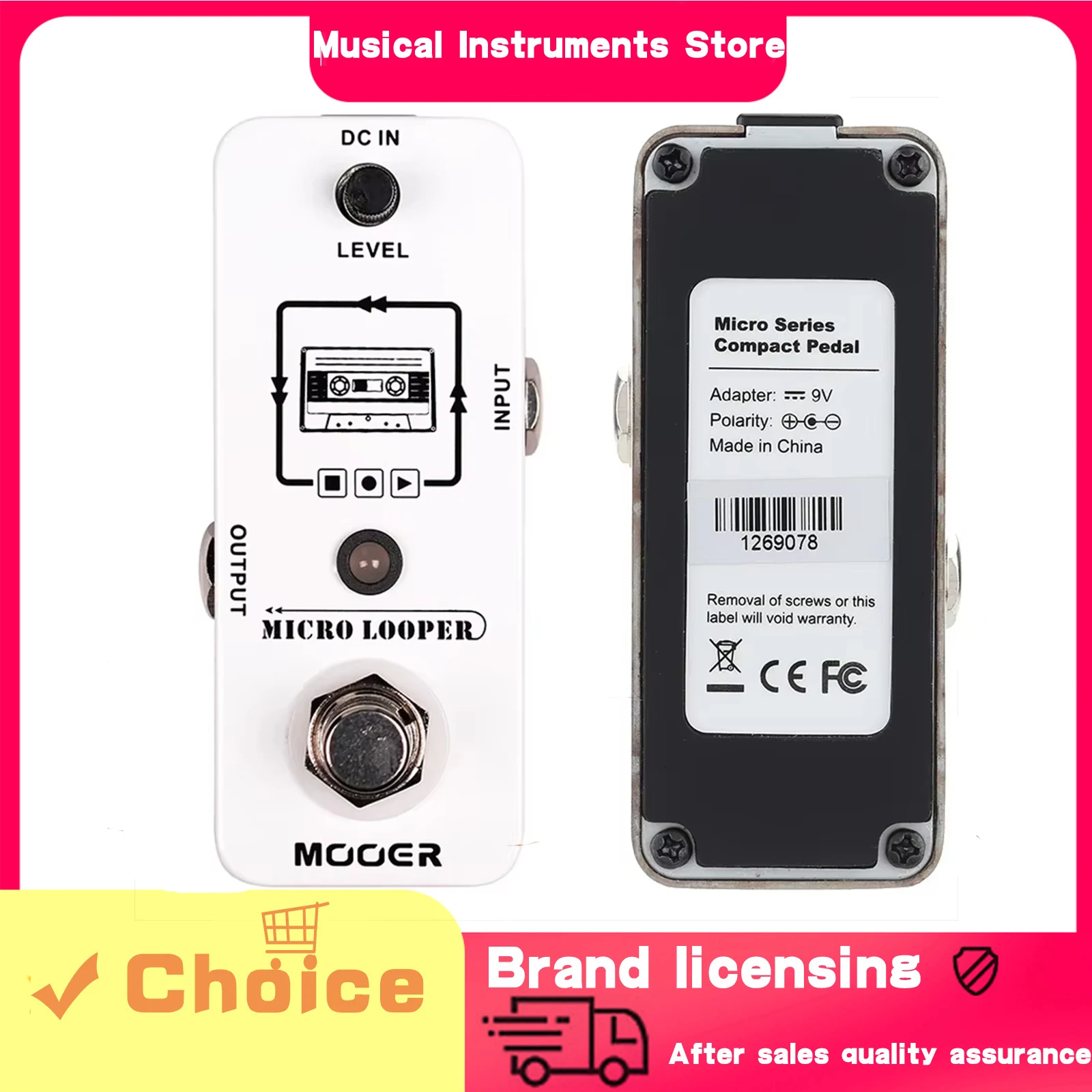 

MOOER Guitar Effect Pedal Micro LooperMini Loop Recording Max Recording Time 30 minutes True Bypass Guitar Bass Accessories