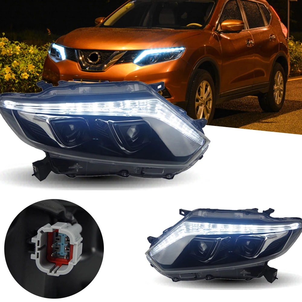 المصباح ل X-trail LED المصابيح الأمامية 2014-2016 رئيس مصباح سيارة التصميم DRL إشارة العارض عدسة اكسسوارات السيارات الجبهة أضواء #4