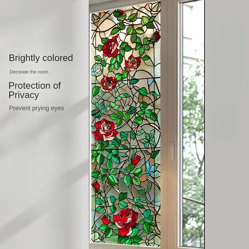 Colored Glass Film, Anti Peeping and Anti Light Leakage for Windows, Privacy Film, Electrostatic Frosted Stained Glass