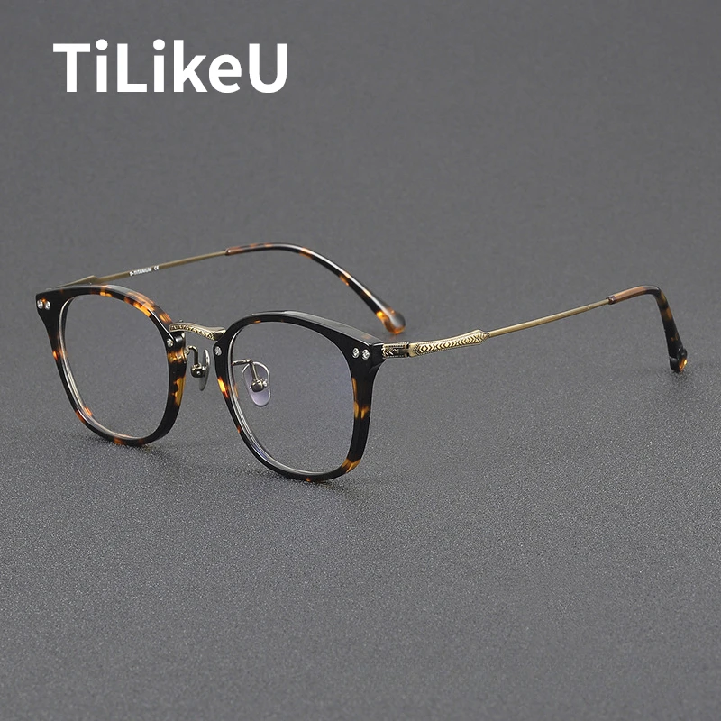 

Japanese style Retro Titanium Acetate Square Eyeglasses Designer literary Vintage Tortoiseshell Glasses Frames Men Women Eyewear