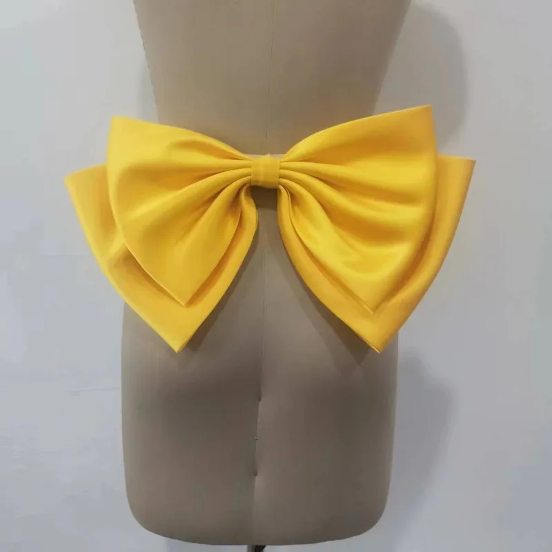 Separate Satin Bow with Pin Yellow Wedding Belt for Party Evening Gown Matching Accessories Detachable Handmade Bowknot