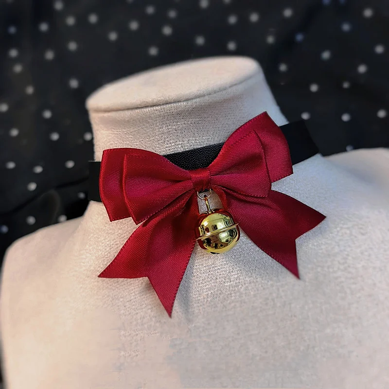 

Sensory party, cute bow necklace choker bell Christmas gift date neck strap-style collar chain