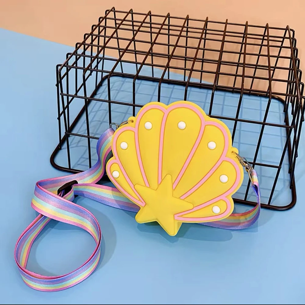 أنيق فقاعة شل على شكل تصميم سيليكون شل أكياس عملة حقيبة ضغط لعبة حقيبة كتف متعددة الاستخدامات الفتيات