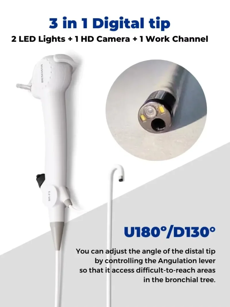 BESDATA Disposable Flexible Video Nasopharyngoscope LED Light Ent  for Nasal Examination Single Use