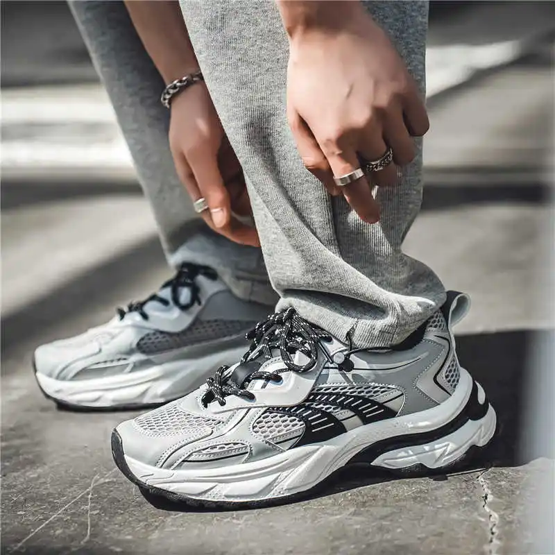 

Natural Leather Thick Heel Tennis Skateboarding Man Men Sports Shoes Breathable Husband Sneakers Shoos Top Sale Designer