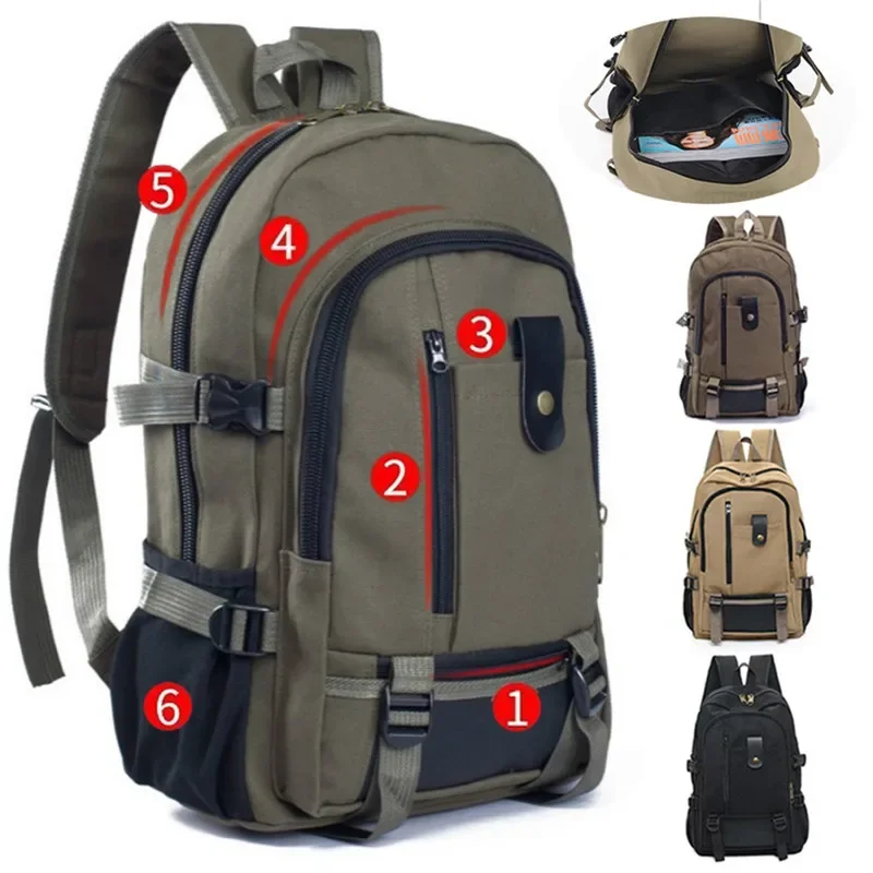 Travel Backpack Men Tactical Militari Mountaineering Bag Canvas Large Capacity Backpacks Outdoor Camping Computer