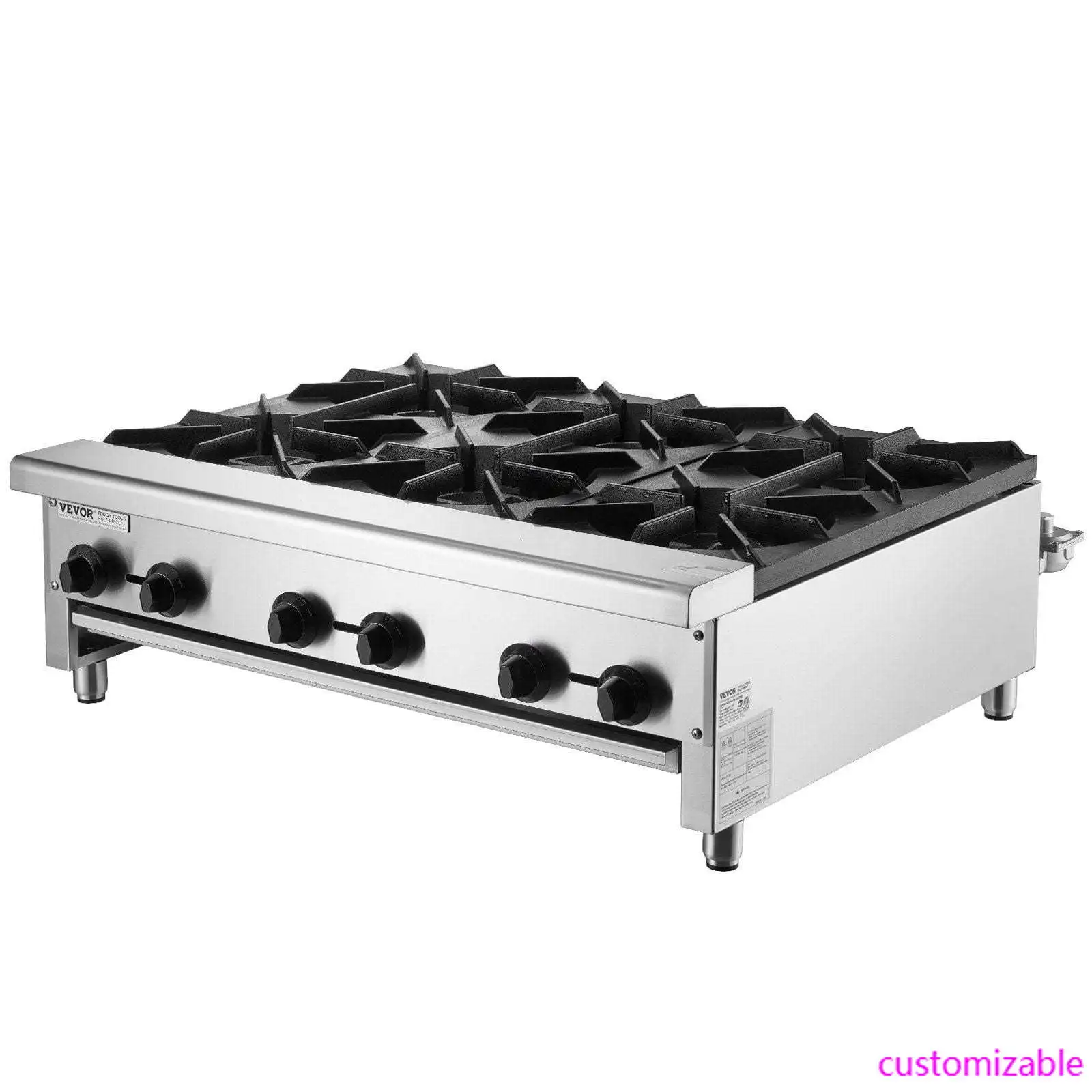 

Коммерческая газовая плита с 6 конфорками, столешница, плита для приготовления пищи, кухня