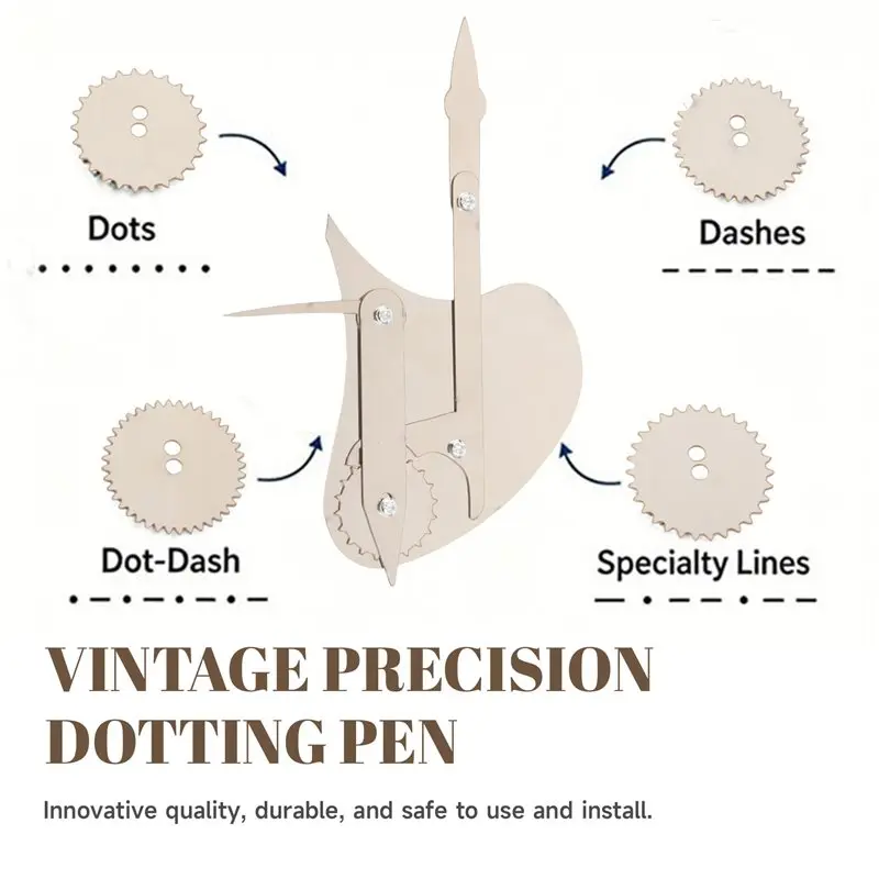 Vintage Precision Mechanical Gear Train Ruling Pen Set With 4 Dotting Wheels For Architects Designers Dotting Pen B