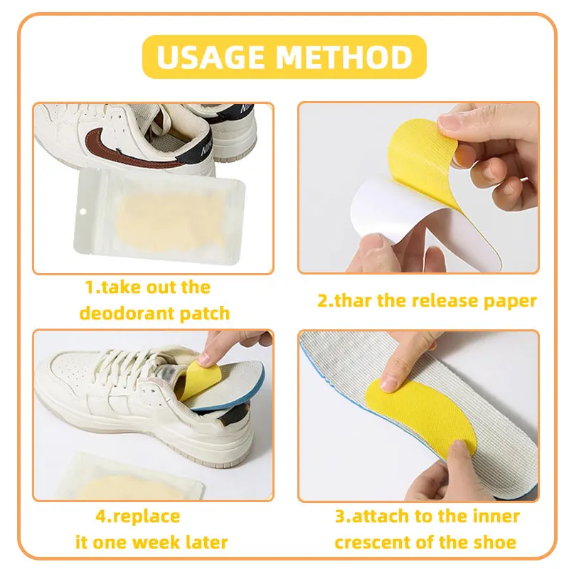 نعال لاصقة ممتصة للعرق، رقع مزيل الروائح الكريهة للأحذية خالية من المواد الكيميائية لجميع أنواع الأحذية