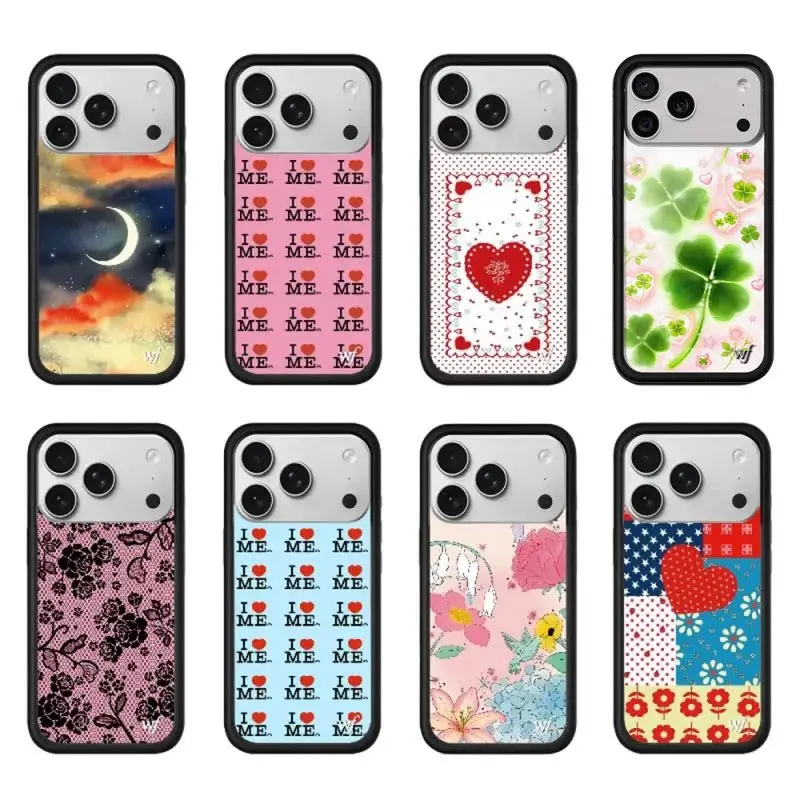 

﻿Wildflower 3D WF Love Heart Phone Case for iPhone 17 1 615 14 13 12 Pro Max Plus Air wf Miss Lucky Flower Cherry Moon Cover﻿