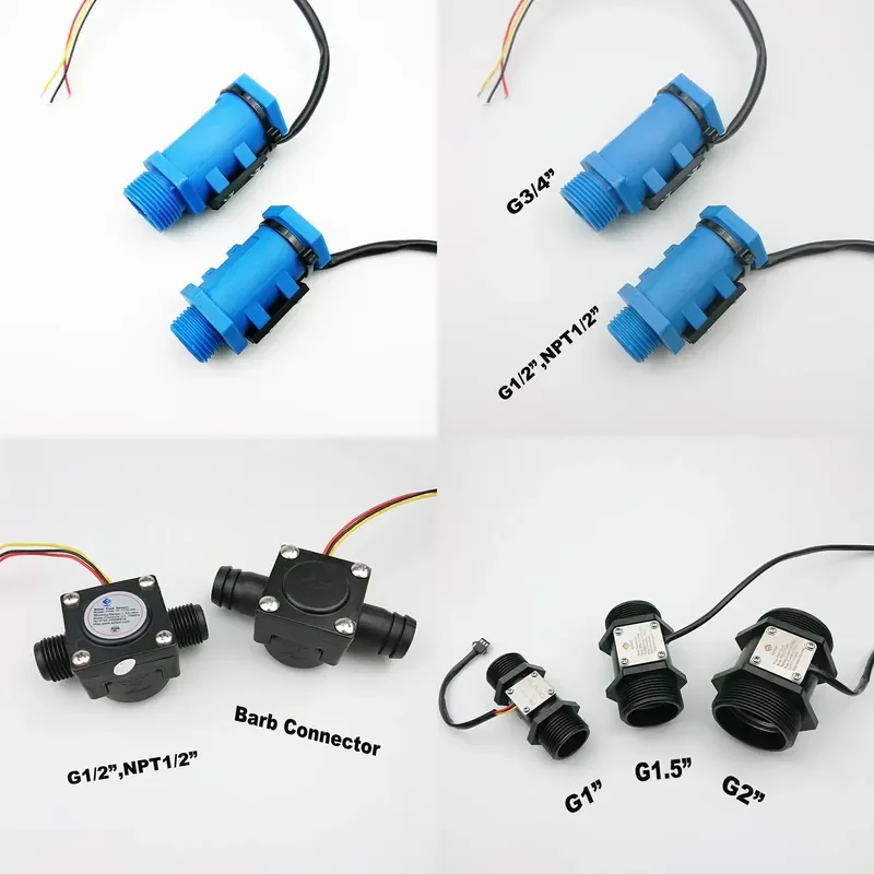 SZFAST Blue Plastic Material Water Flow Sensor Pulse Output Hall Effect Turbine Flow Meter FHS-2P