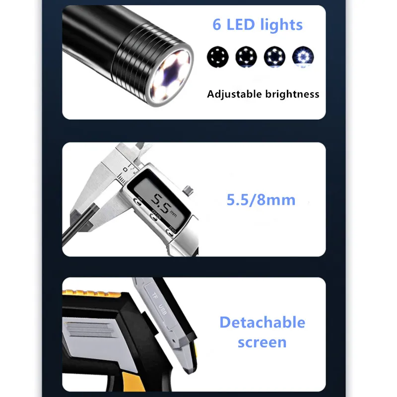 Endoskopi Industri Digital 4.3 Inci Layar LCD Borescope Videoskop Kamera Inspeksi Semi-kaku Endoskopi Genggam