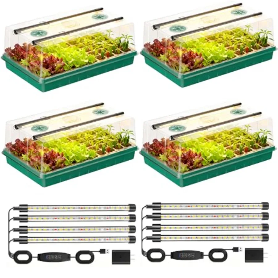 

Seed Starter Trays with Grow Lights Color Change for Indoor Plant Growing Kit 3 Timming Set Germination Trays Kits Gardening Gi