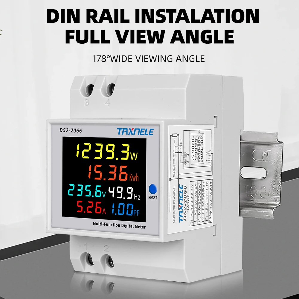 AC monitor 110V 220V 380V 100A Voltage Current Power Factor Active KWH Electric energy Frequency meter VOLT AMP