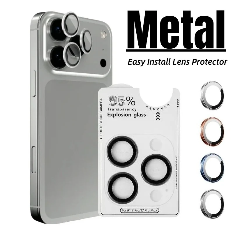 1PCS Removeable AR+AF Camera Lens Ring Glass for IPhone 17 16 Pro Max 17air Metal Lens Protector for IPhone17PRO Lens Cover Cap