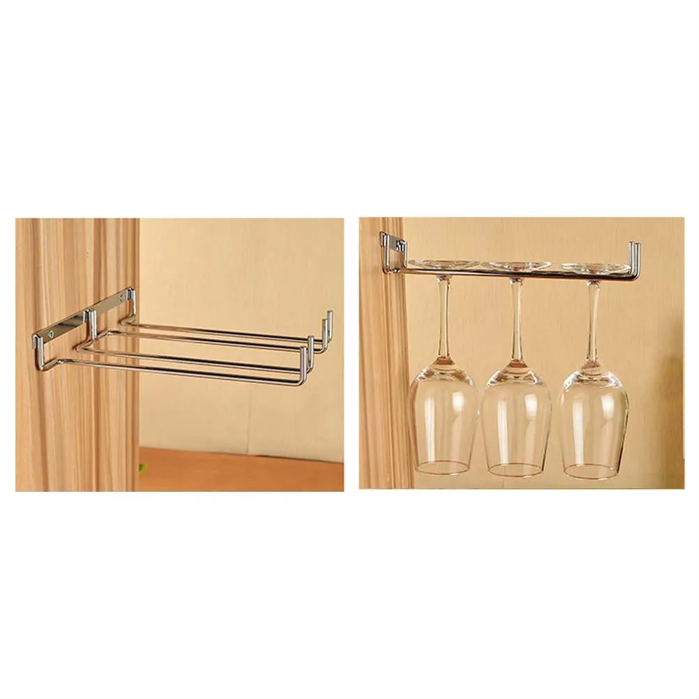 

Stainless Steel Rack 27cm Rustproof Glass Holder for Glasses Flutes Under Cabinet Kitchen Storage Hanger