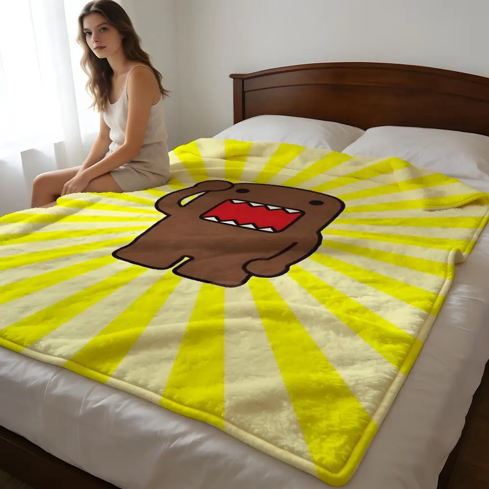 Throw High-Density Short Plush Blanket For Sofa Nap Air-Conditioned Room Soft Skin-Friendly Cute Domo-Kun Classic Movie