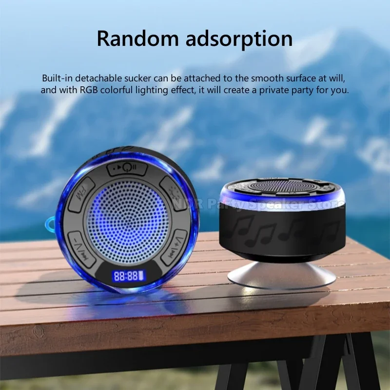 Adsorpcyjne mocowanie Bezprzewodowe przenośne wodoodporne głośniki prysznicowe Bluetooth z kolorowymi światłami RGB Zewnętrzny mini subwoofer