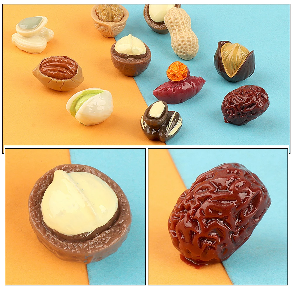

15 Pcs Simulated Nuts Fruits Mini Resin Realistic for Display Simulation Decor Peanut Fake Diy Decoration House Model Models
