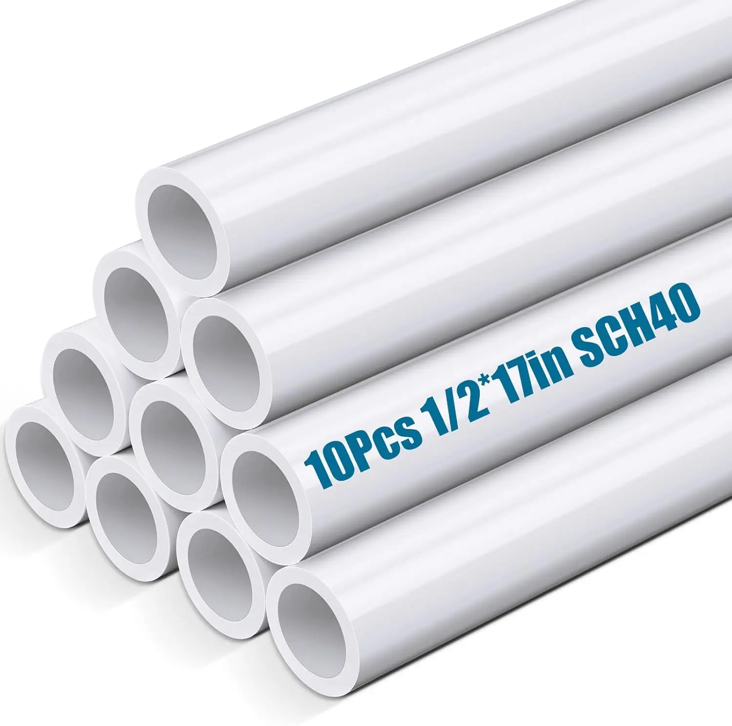 

10 Pcs 1/2 Inch PVC Pipe 17" Long White Sch40 Industrial PVC Pipes, Greenhouse, Garden, Workshop, Farm, Furniture Grade