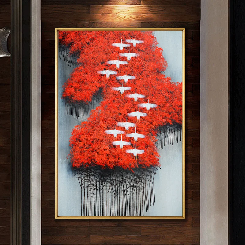 

Abstract Red Tree Canvas Artwork Oil Painting On Canvas Modern Landscape Plant Wall Pictures sofa Wall Art for Home Room decor