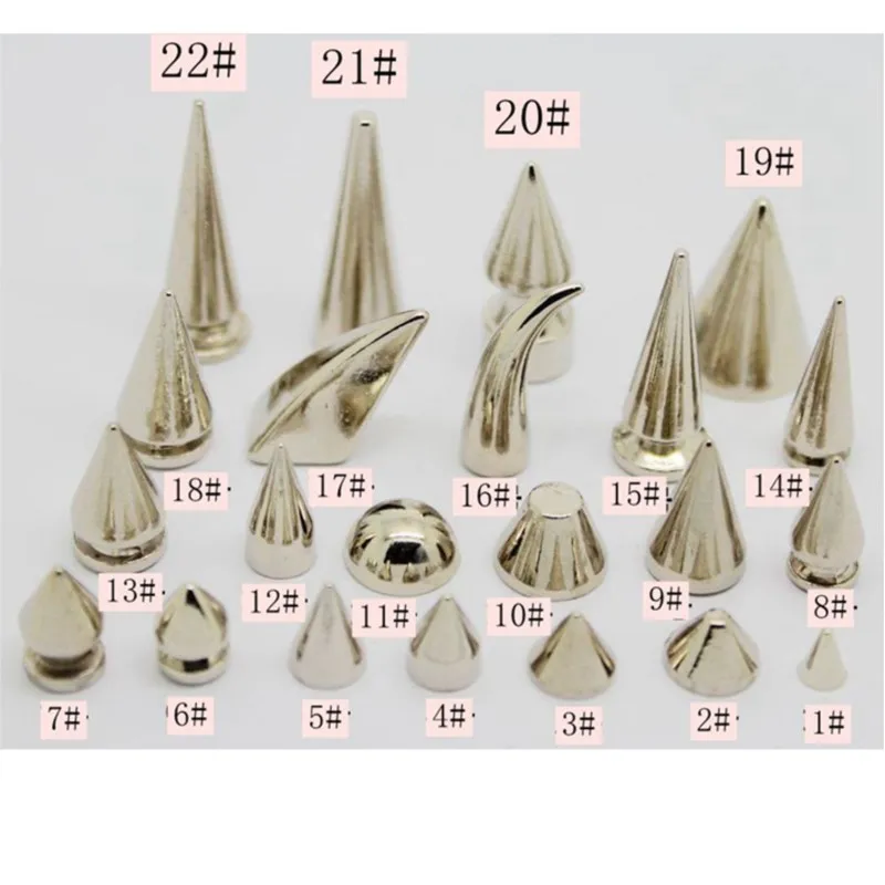 5-29mm Silver Metal Spikes Corns Garment Rivet Studs With Screws For Bag Hat Bracelet Shoe Leather Carft Chocker DIY Accessories