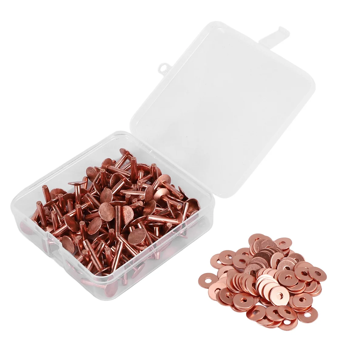 100 Sets Copper Rivets and Burrs Washers Leather Copper Rivet Fastener for Wallets Collars Leather DIY Craft Supplies