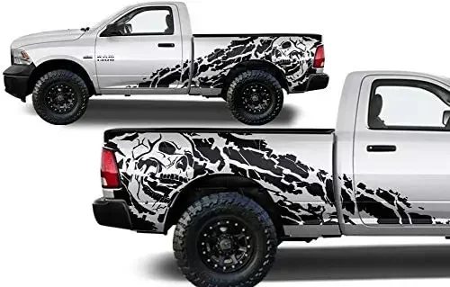 Factory Crafts Nightmare Side Graphics Kit 3M Vinyl Decal Wrap Compatible with Dodge Ram 6.5 Bed 2009-2018 - Matte Black